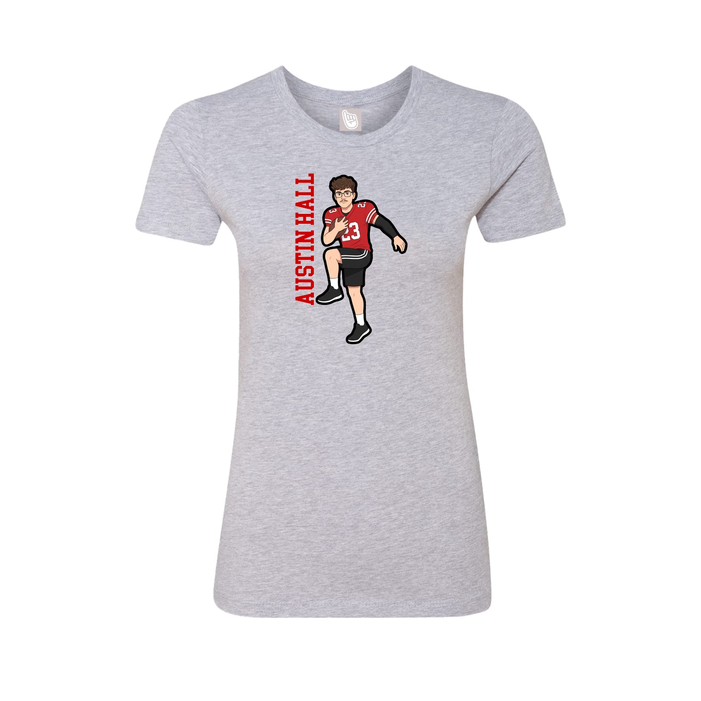 Fitted Women's Tee — Name Vertical in Grey