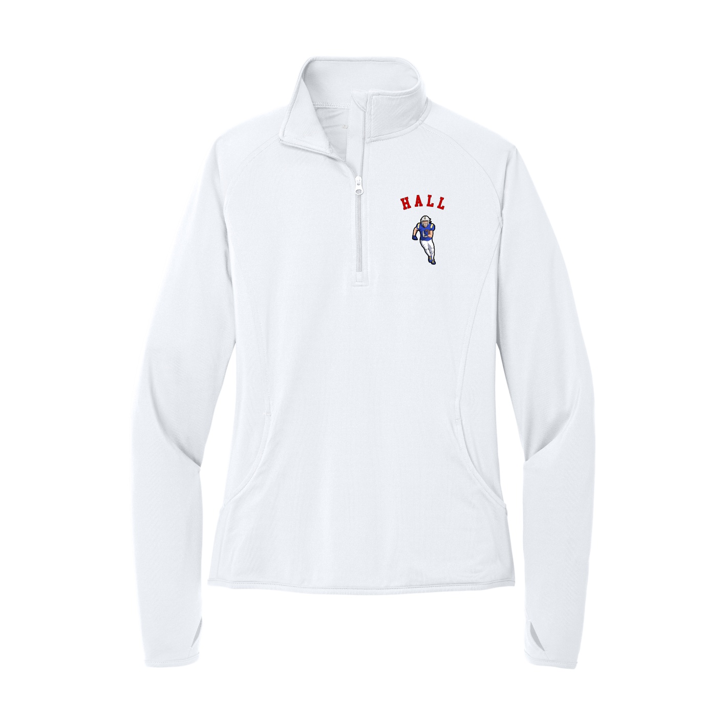 Women's Q-Zip Pullover — Shirsey Arch in White