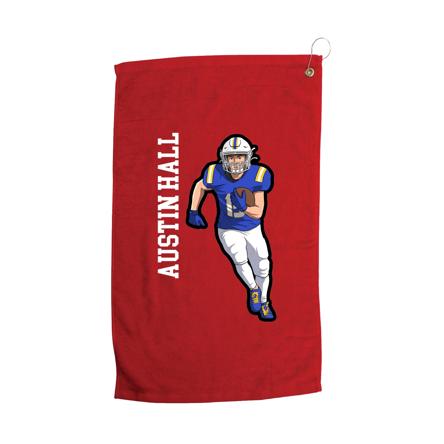 Golf Towel — Name Vertical in Red