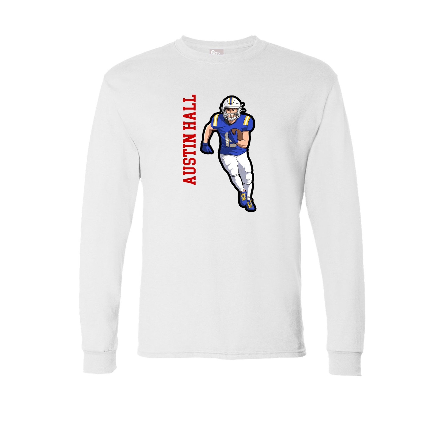 Long Sleeve Tee — Name Vertical in White