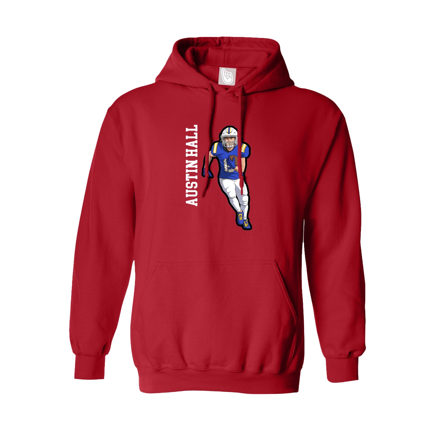Youth Hoodie — Name Vertical in Red