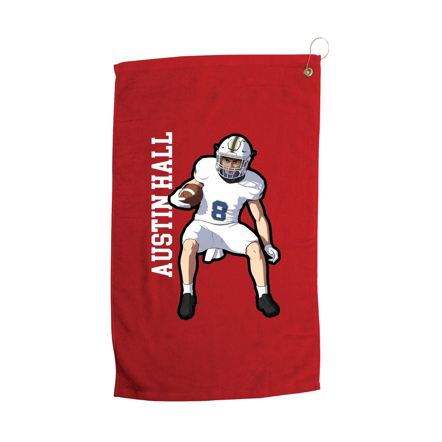 Golf Towel — Name Vertical in Red