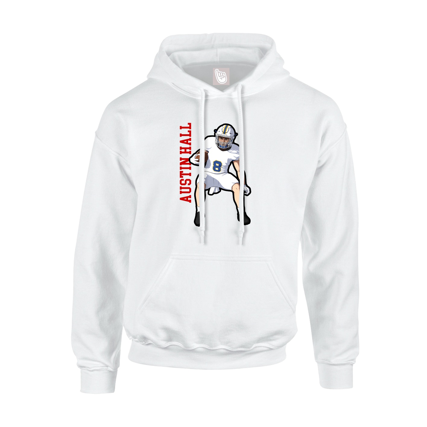 Hoodie — Name Vertical in White