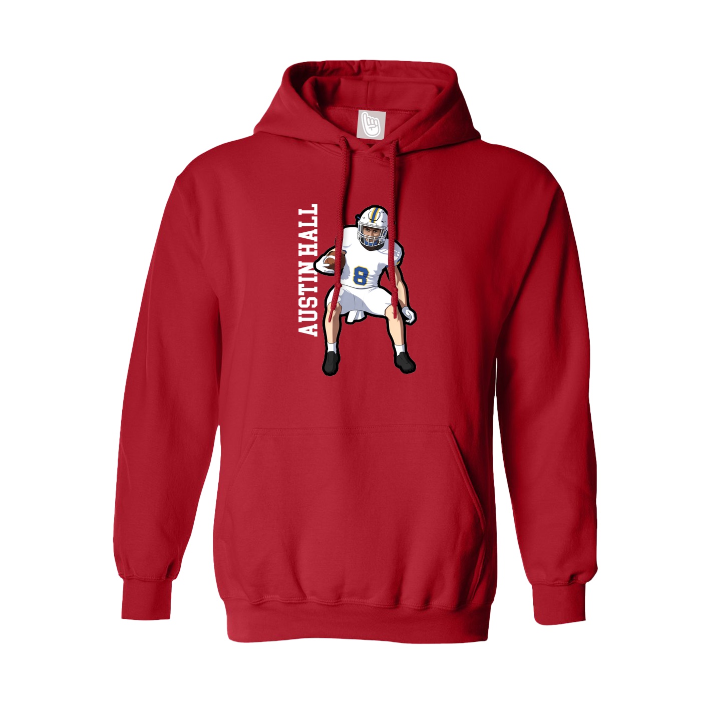 Youth Hoodie — Name Vertical in Red