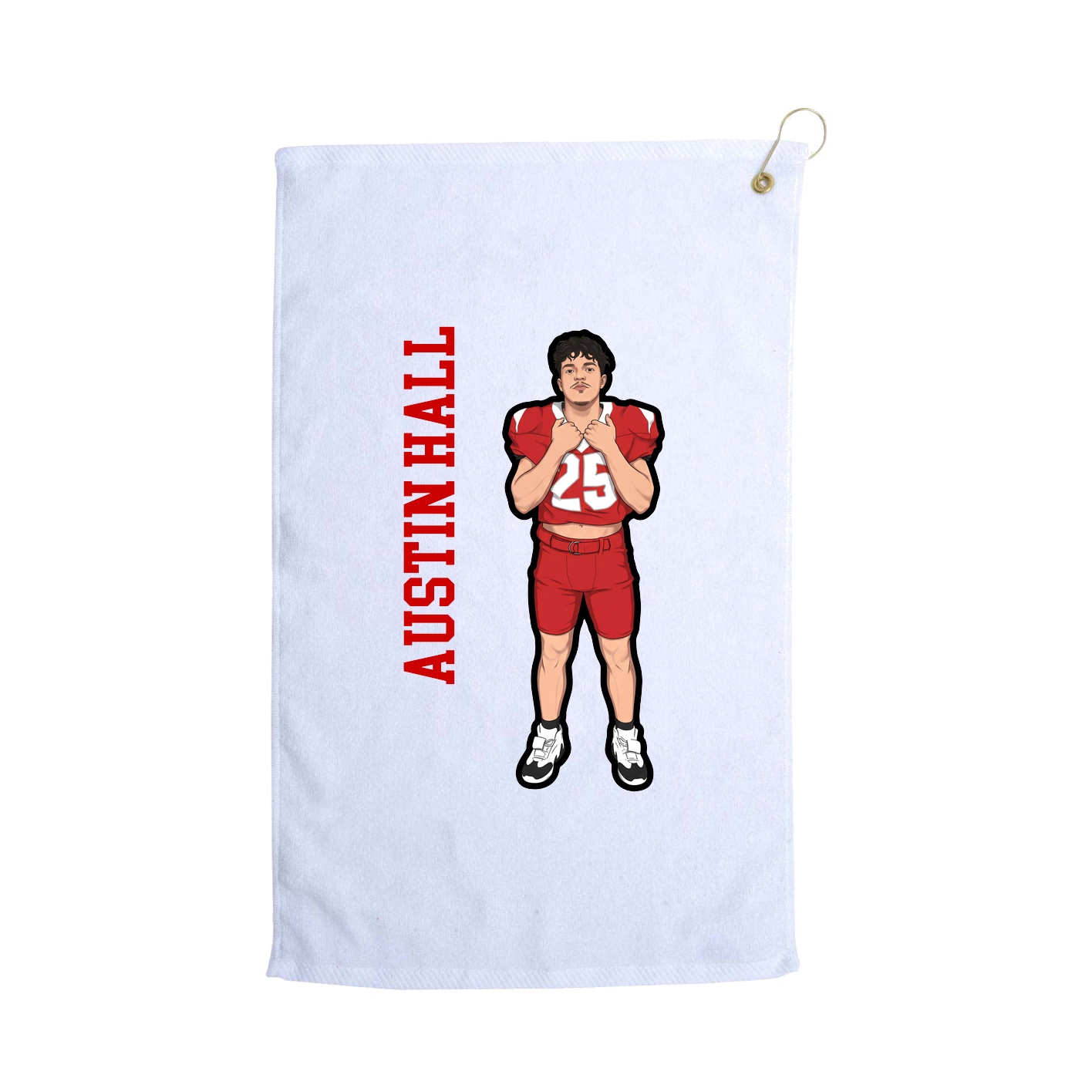 Golf Towel — Name Vertical in White