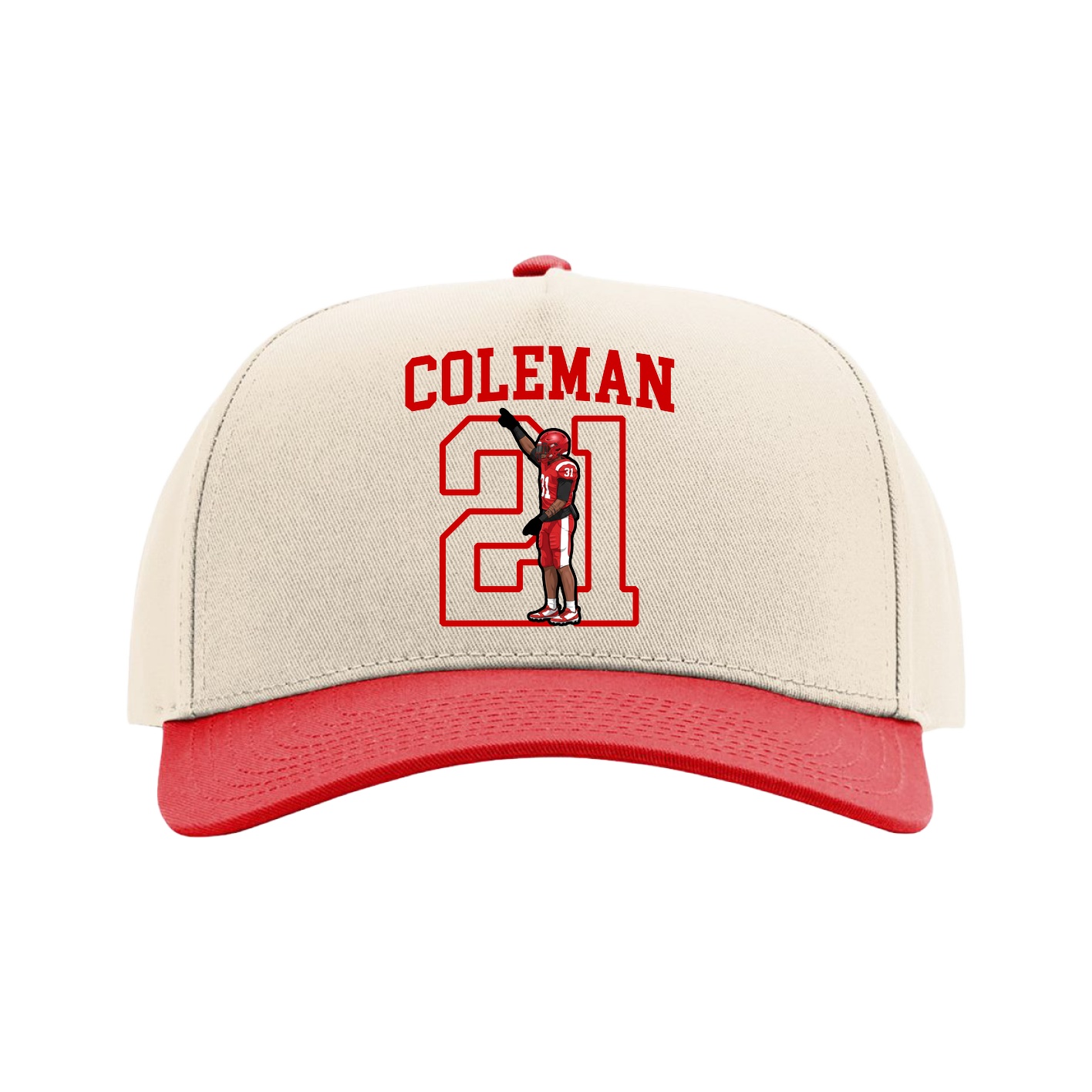 Full Fabric Five-Panel Champ Cap — Shirsey in Cream/Red