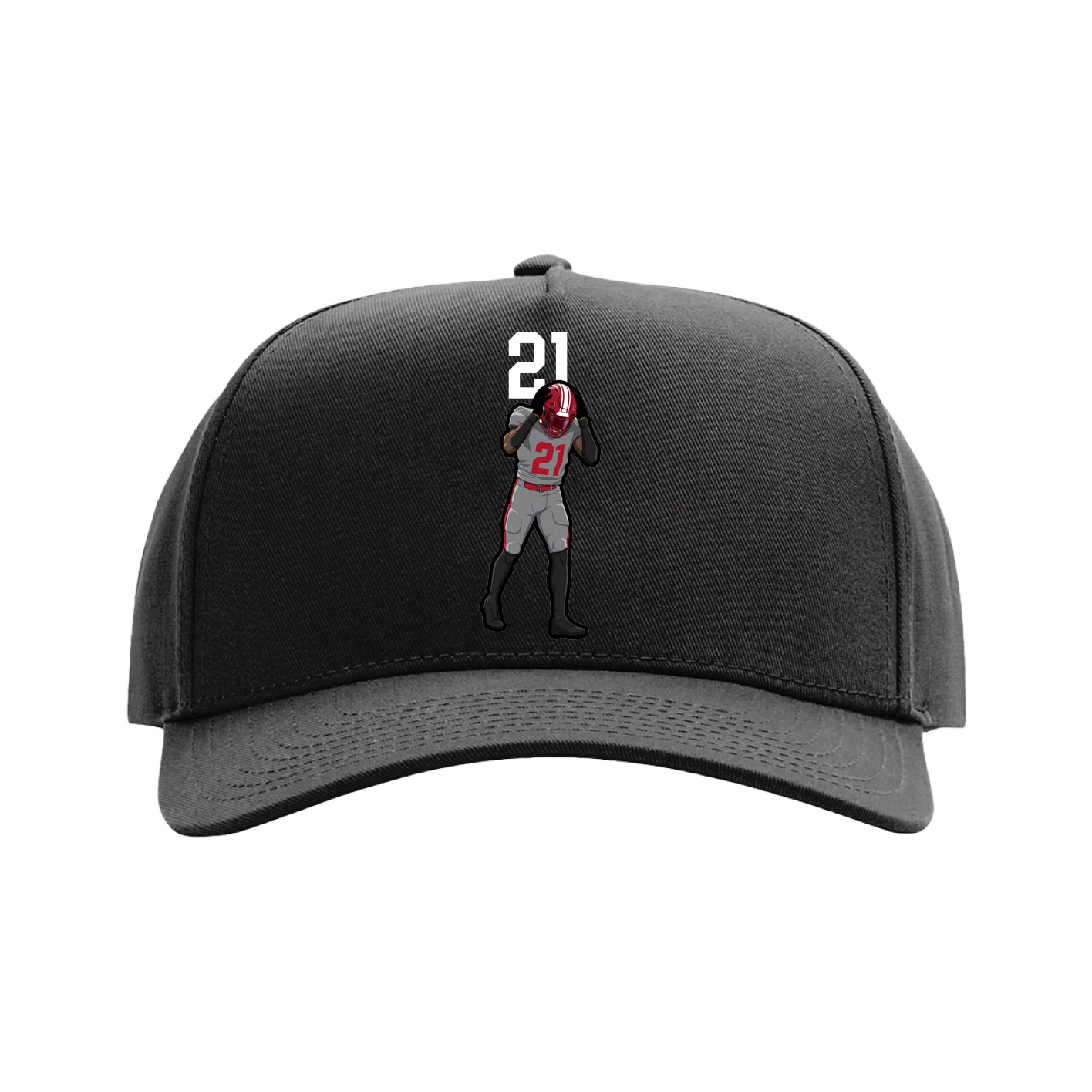 Full Fabric Five-Panel Champ Cap — Number Top in Black