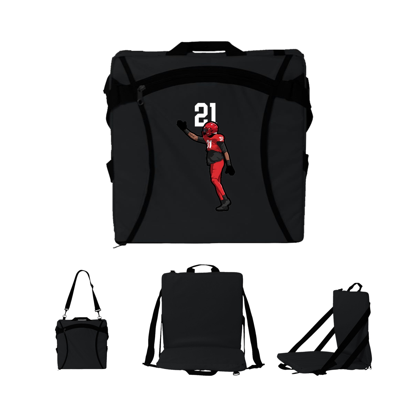 Folding Stadium Seat — Number Top in Black