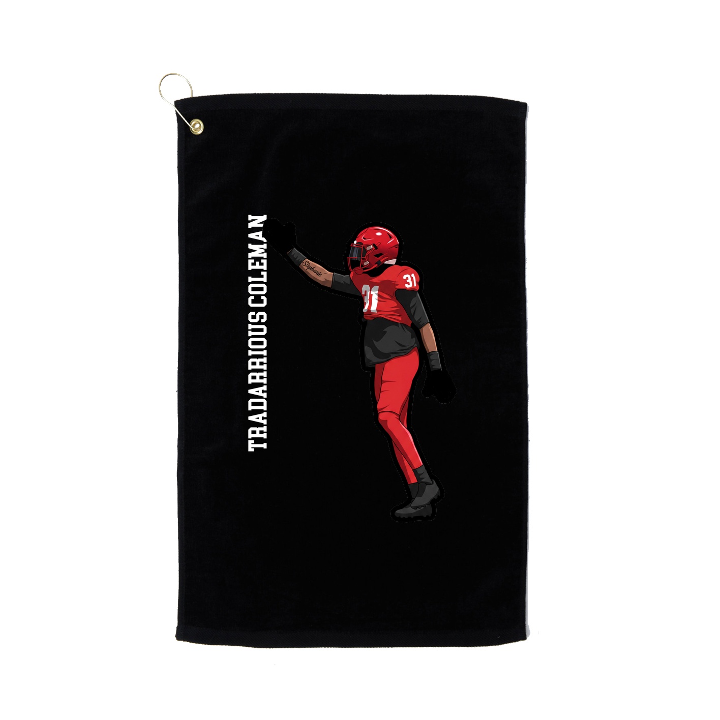 Golf Towel — Name Vertical in Black
