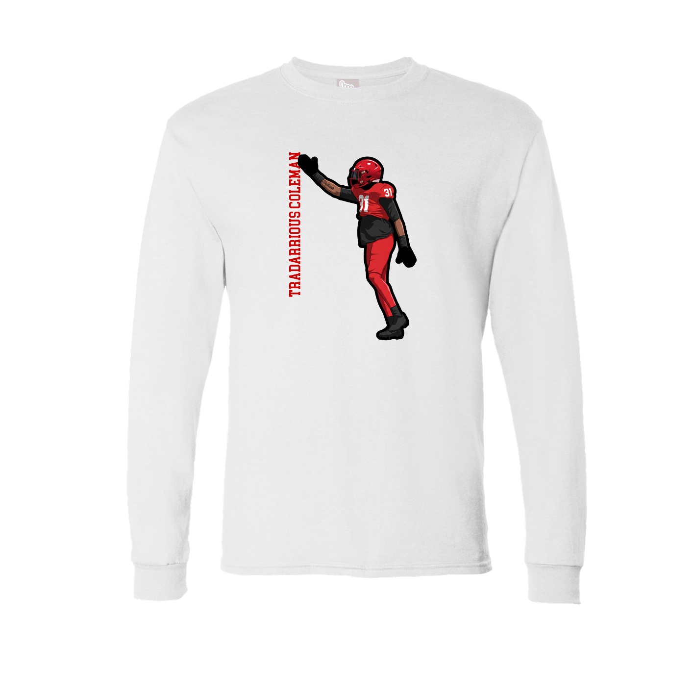 Long Sleeve Tee — Name Vertical in White
