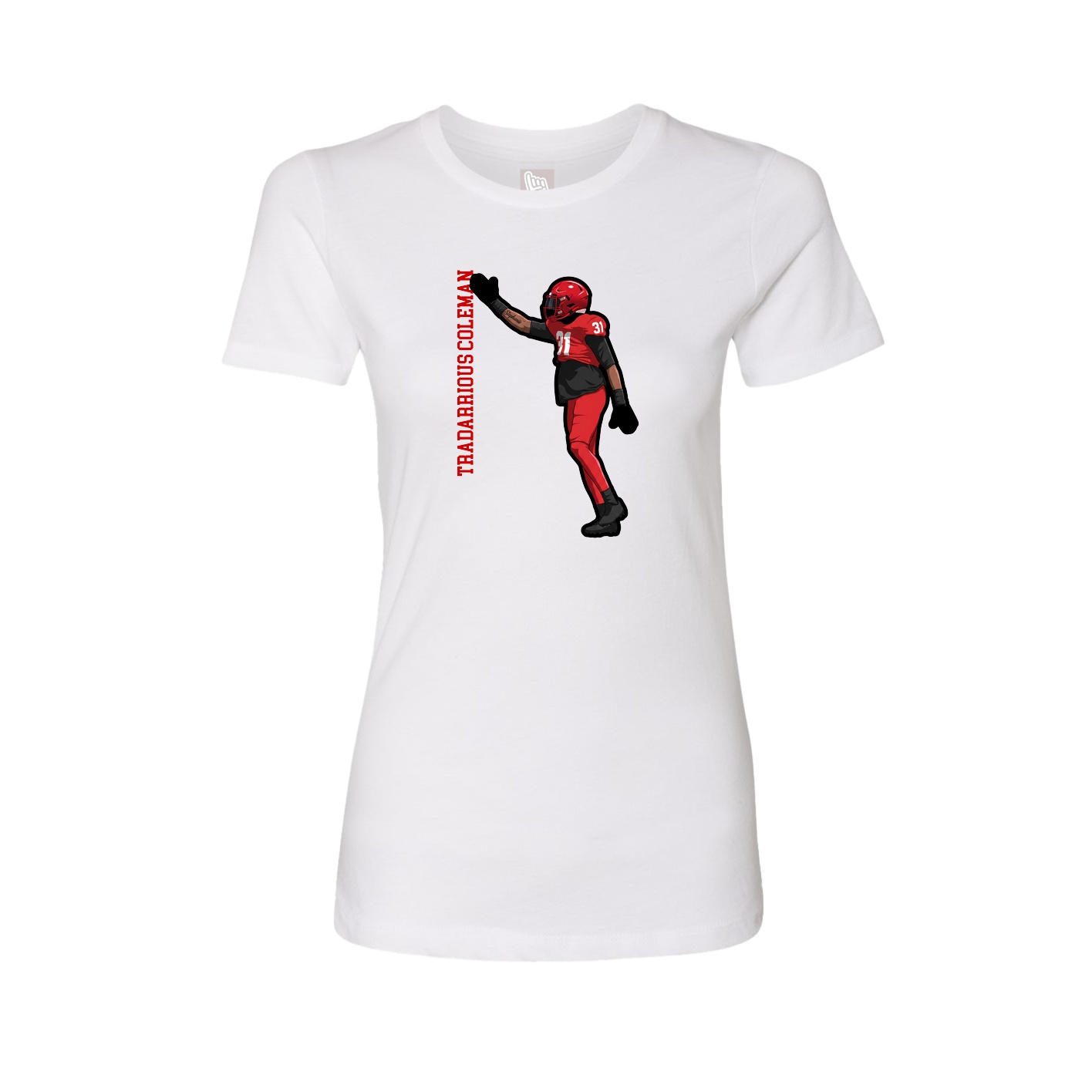 Womens Tee — Name Vertical in White