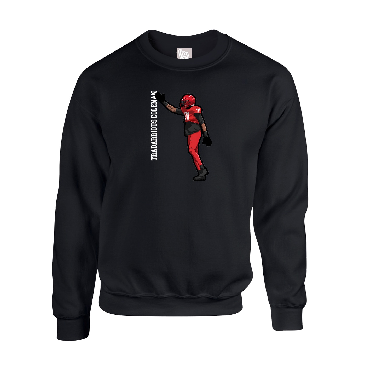 Fleece Crew — Name Vertical in Black