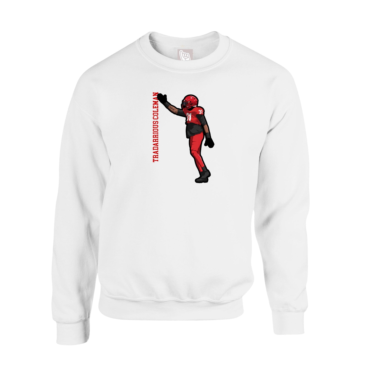 Fleece Crew — Name Vertical in White
