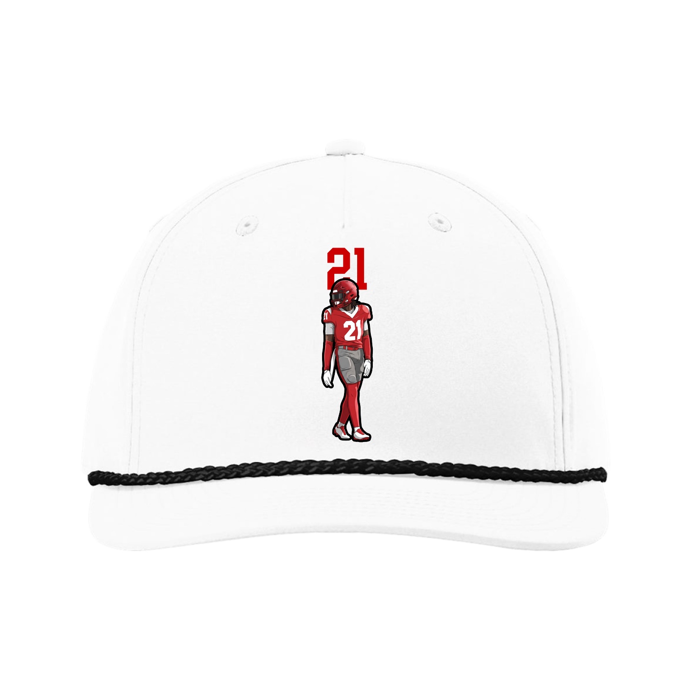 Five-Panel Classic Rope Cap — Number Top in White