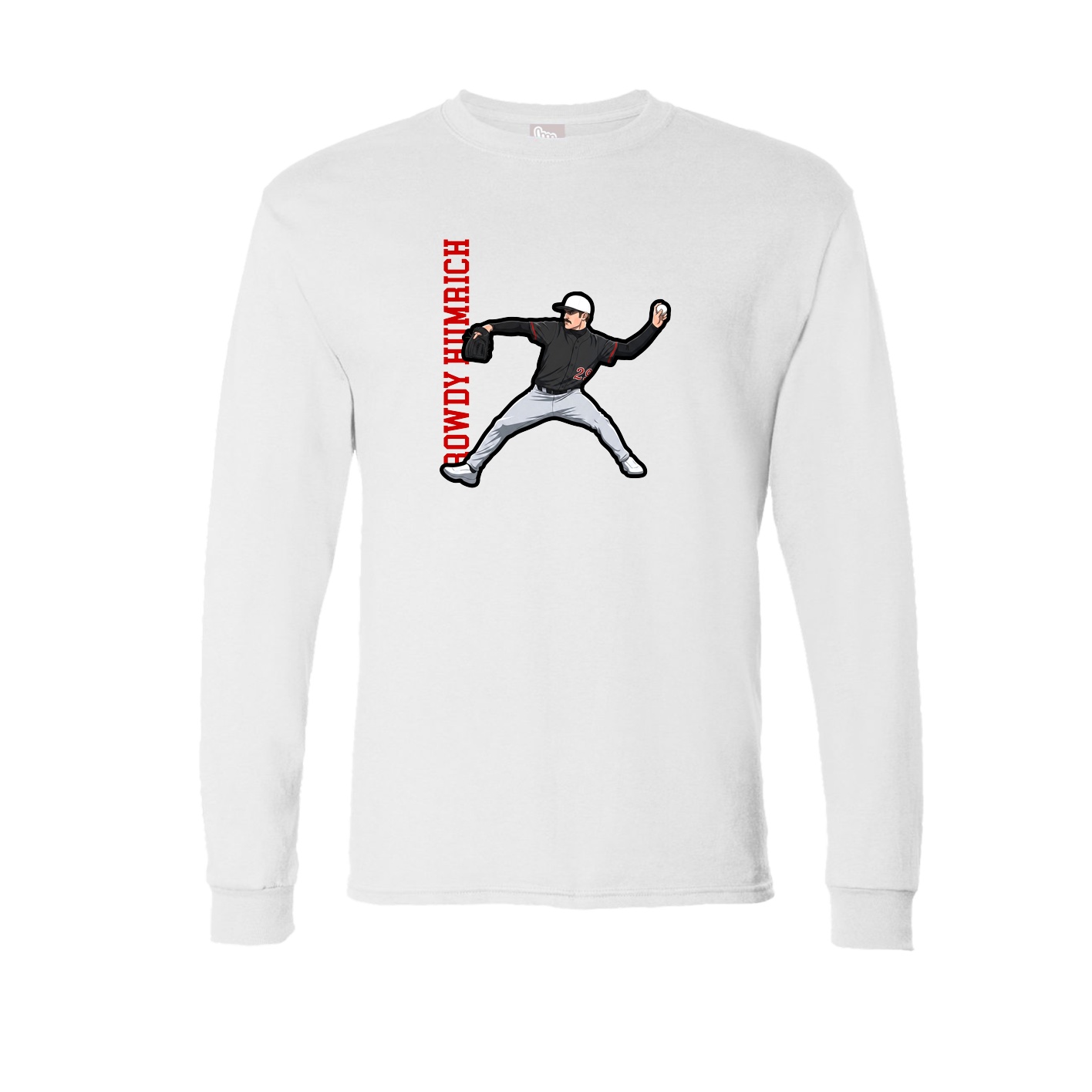 Long Sleeve Tee — Name Vertical in White