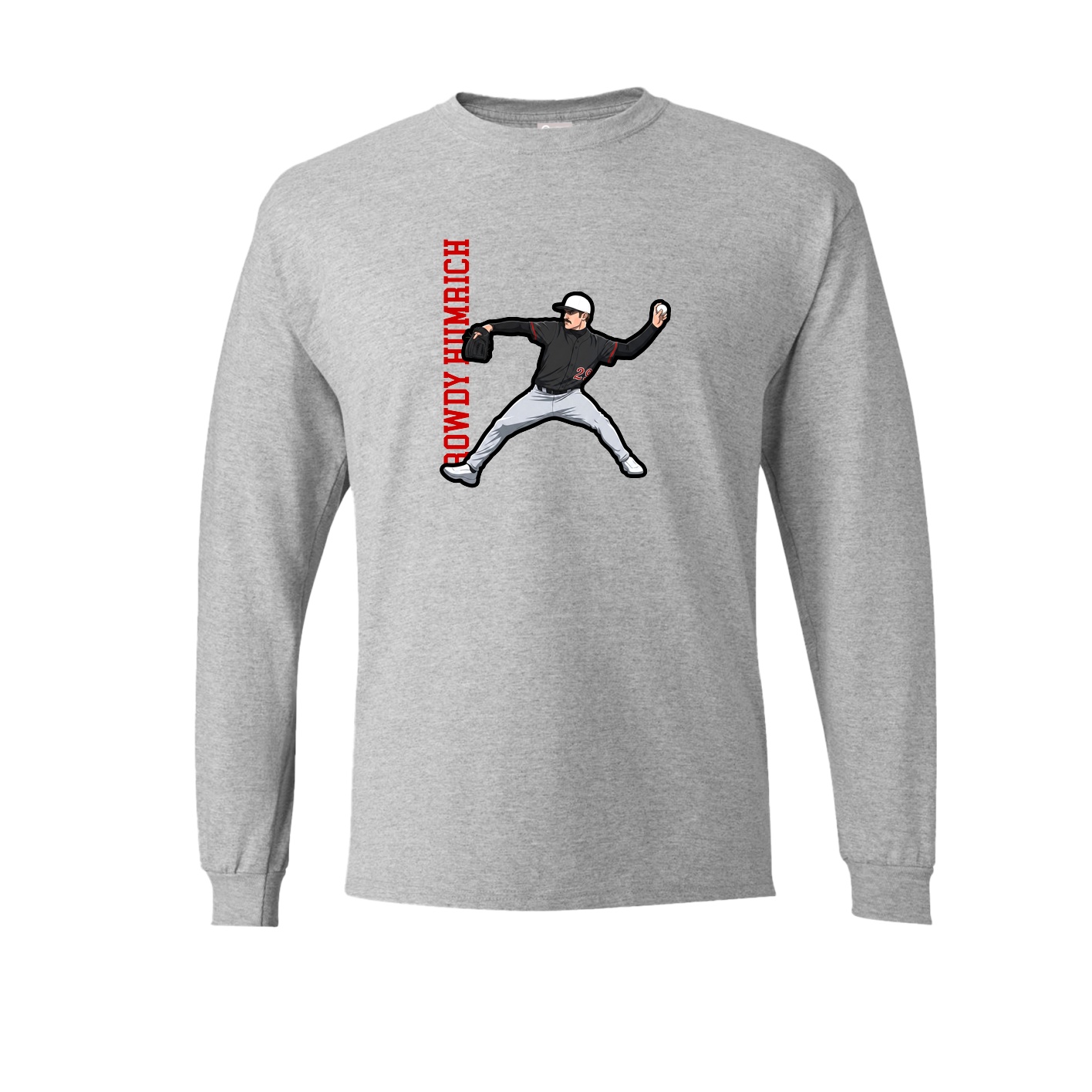Long Sleeve Tee — Name Vertical in Grey