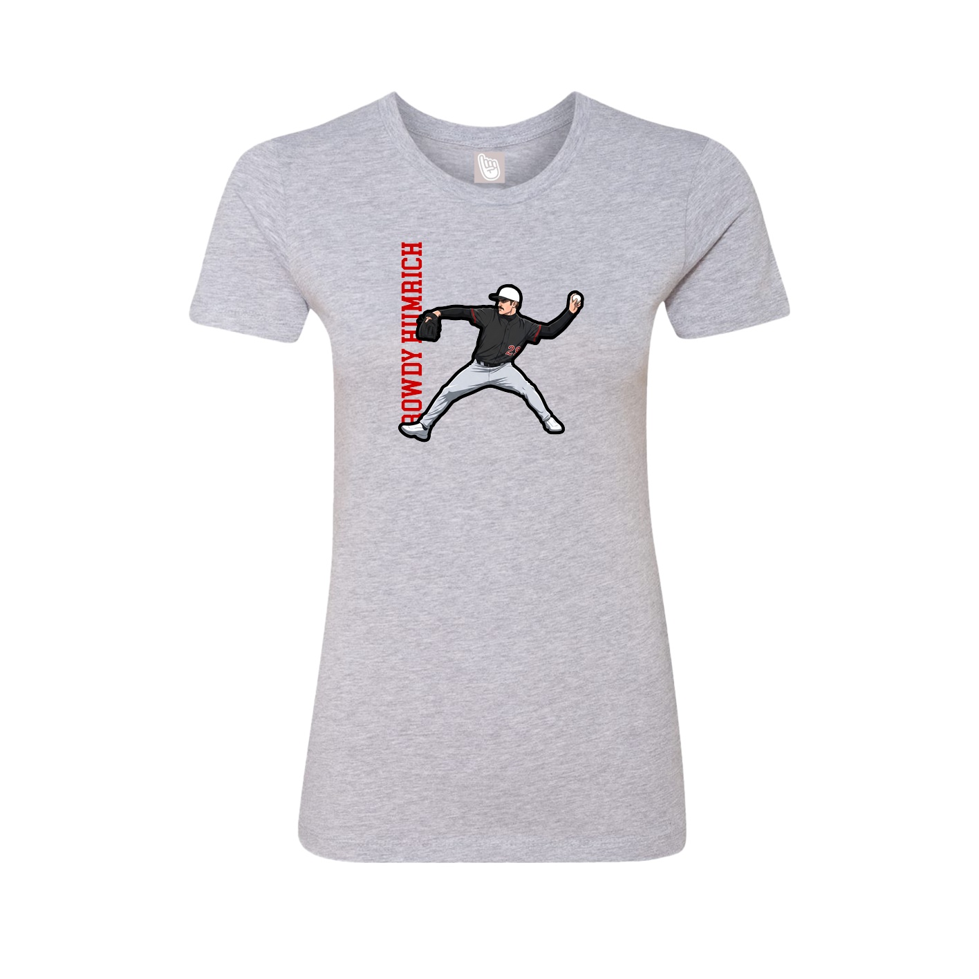Fitted Women's Tee — Name Vertical in Grey