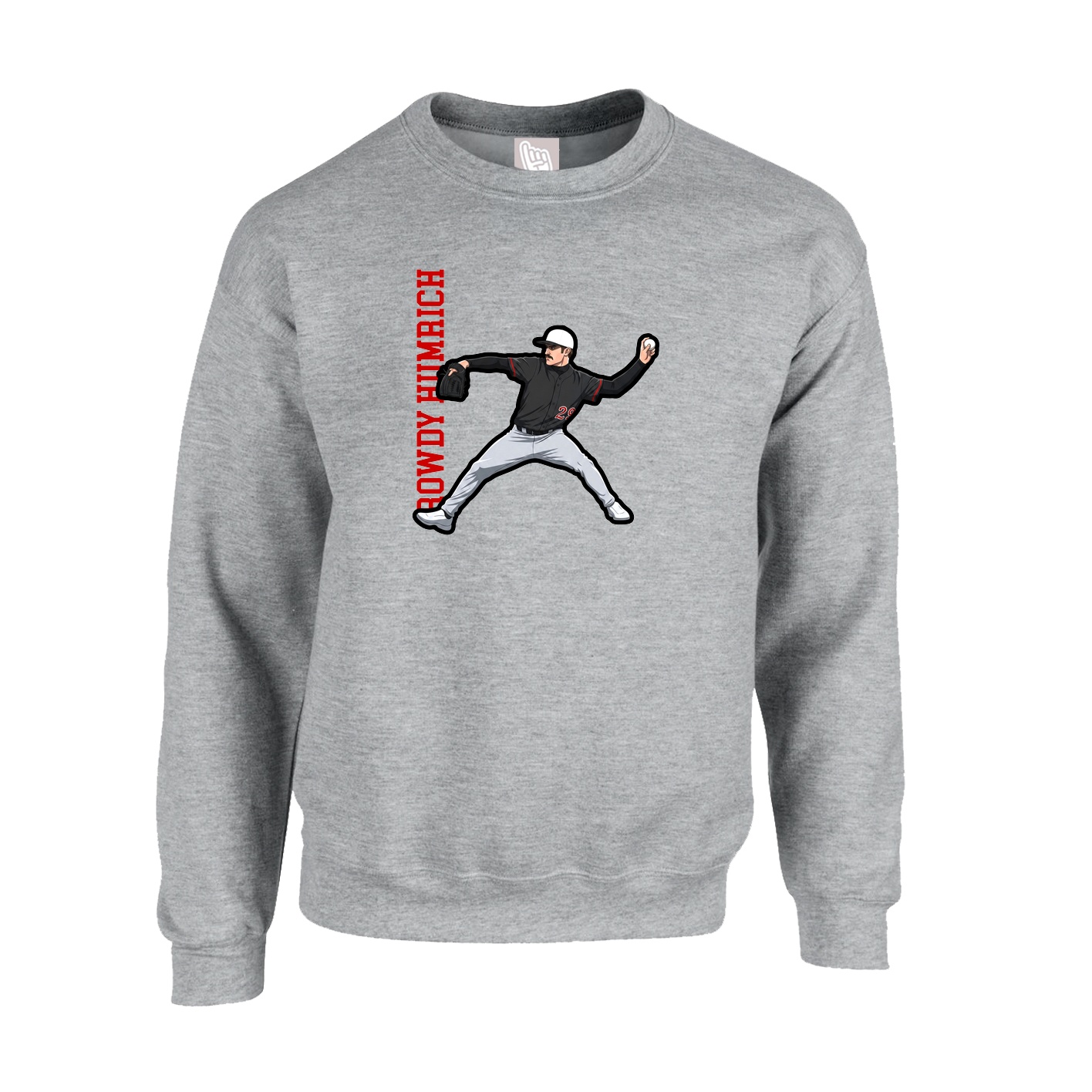Fleece Crew — Name Vertical in Grey
