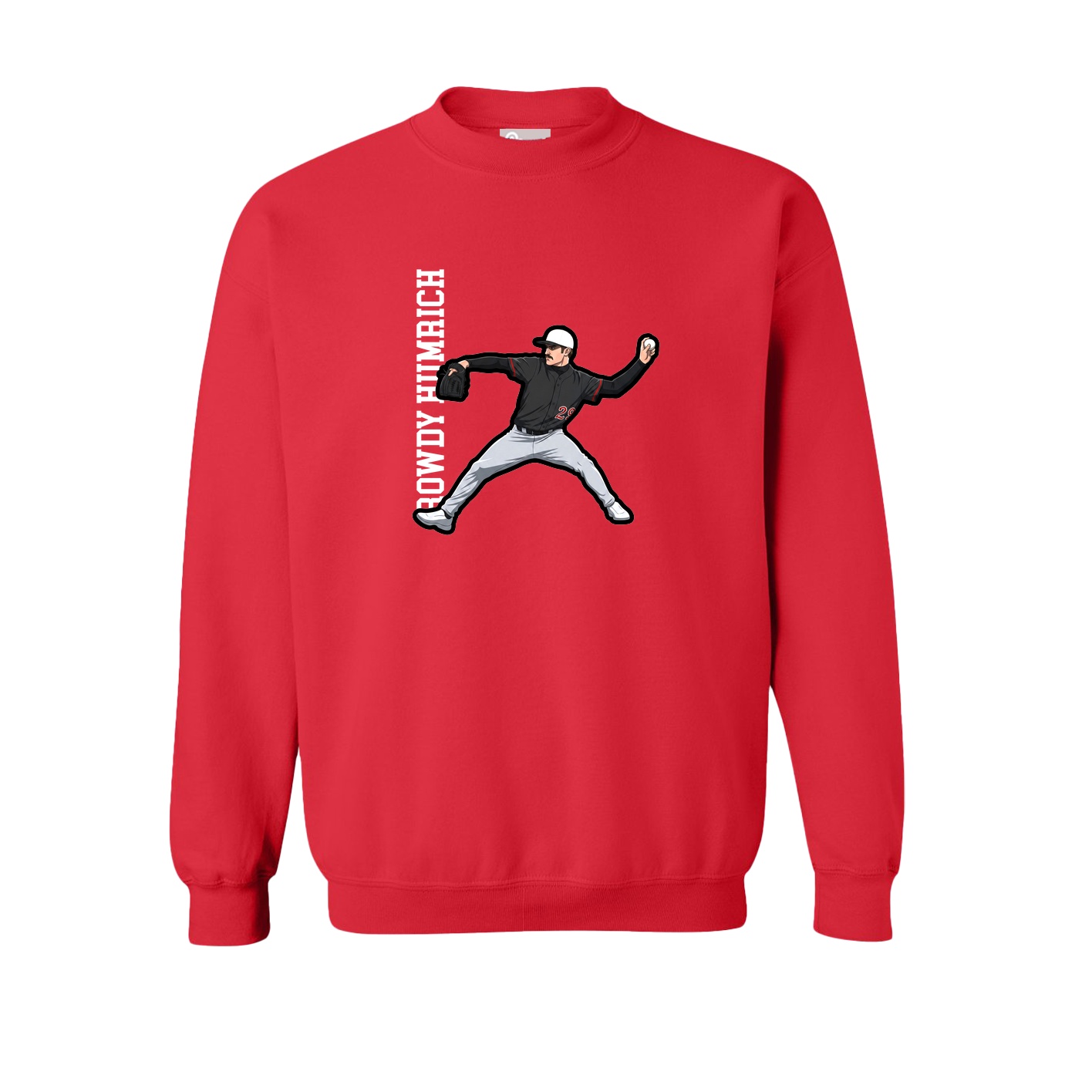Fleece Crew — Name Vertical in Red