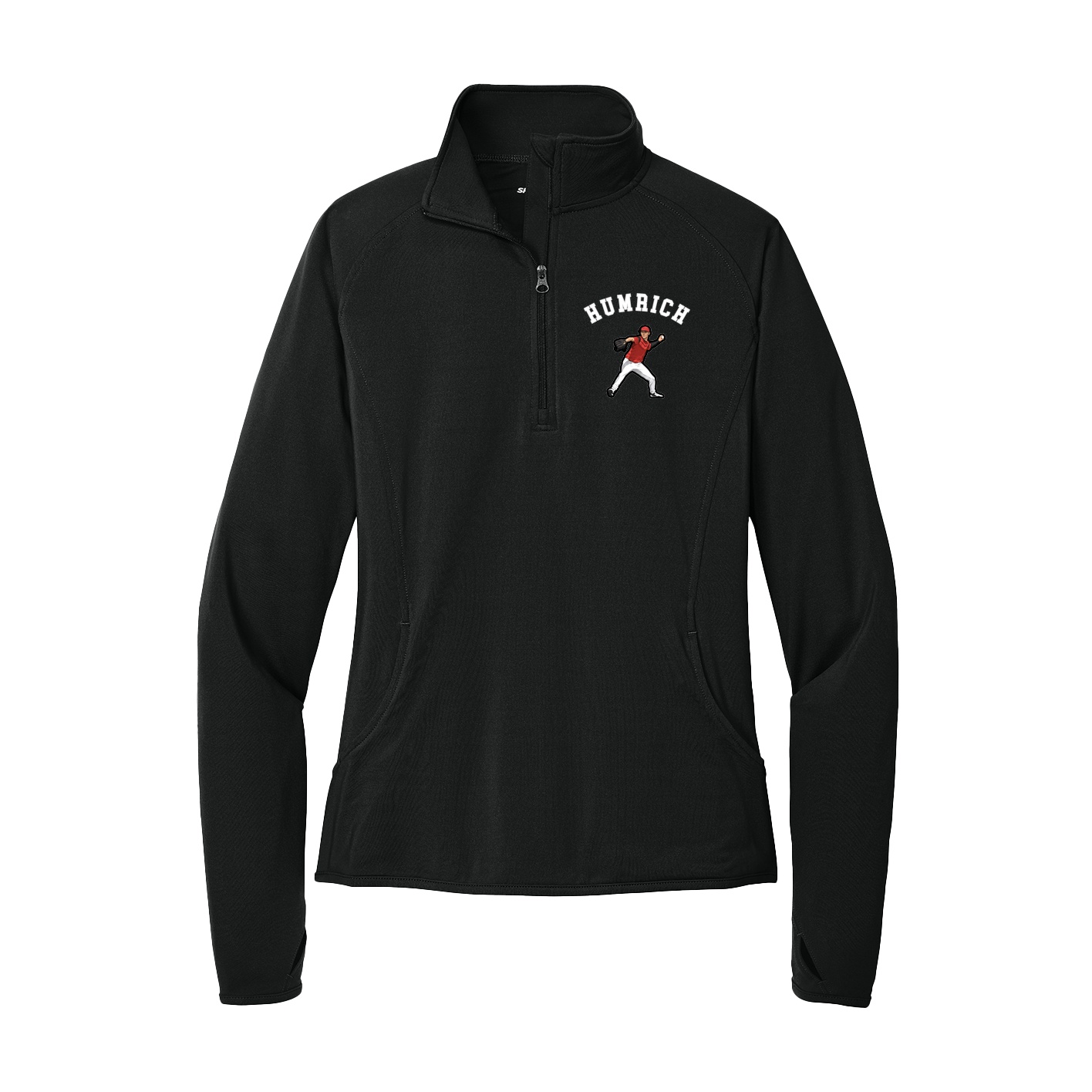 Women's Q-Zip Pullover — Shirsey Arch in Black