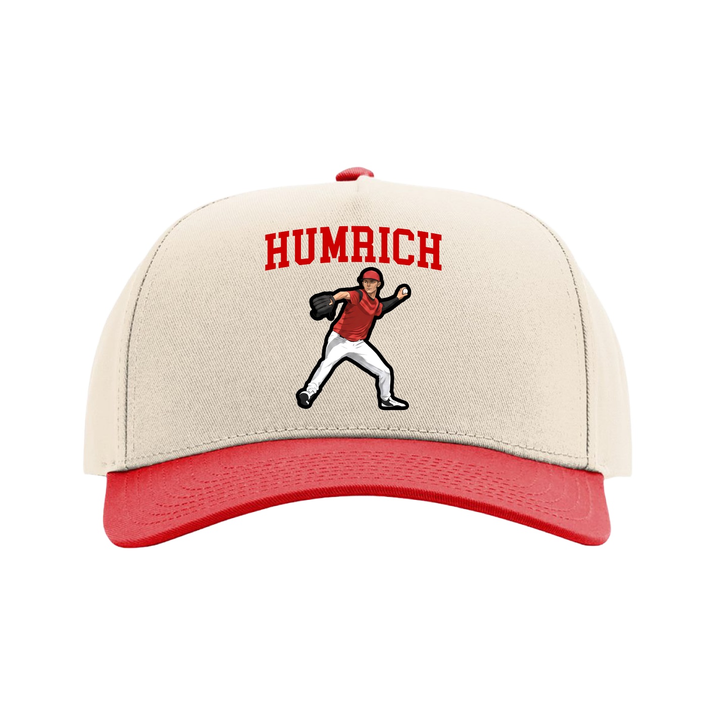 Full Fabric Five-Panel Champ Cap — Shirsey in Cream/Red