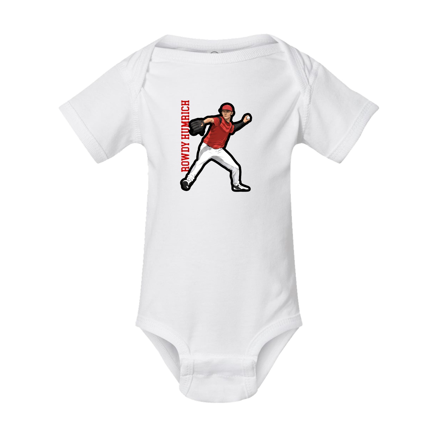 Baby Onesie — Name Vertical in White