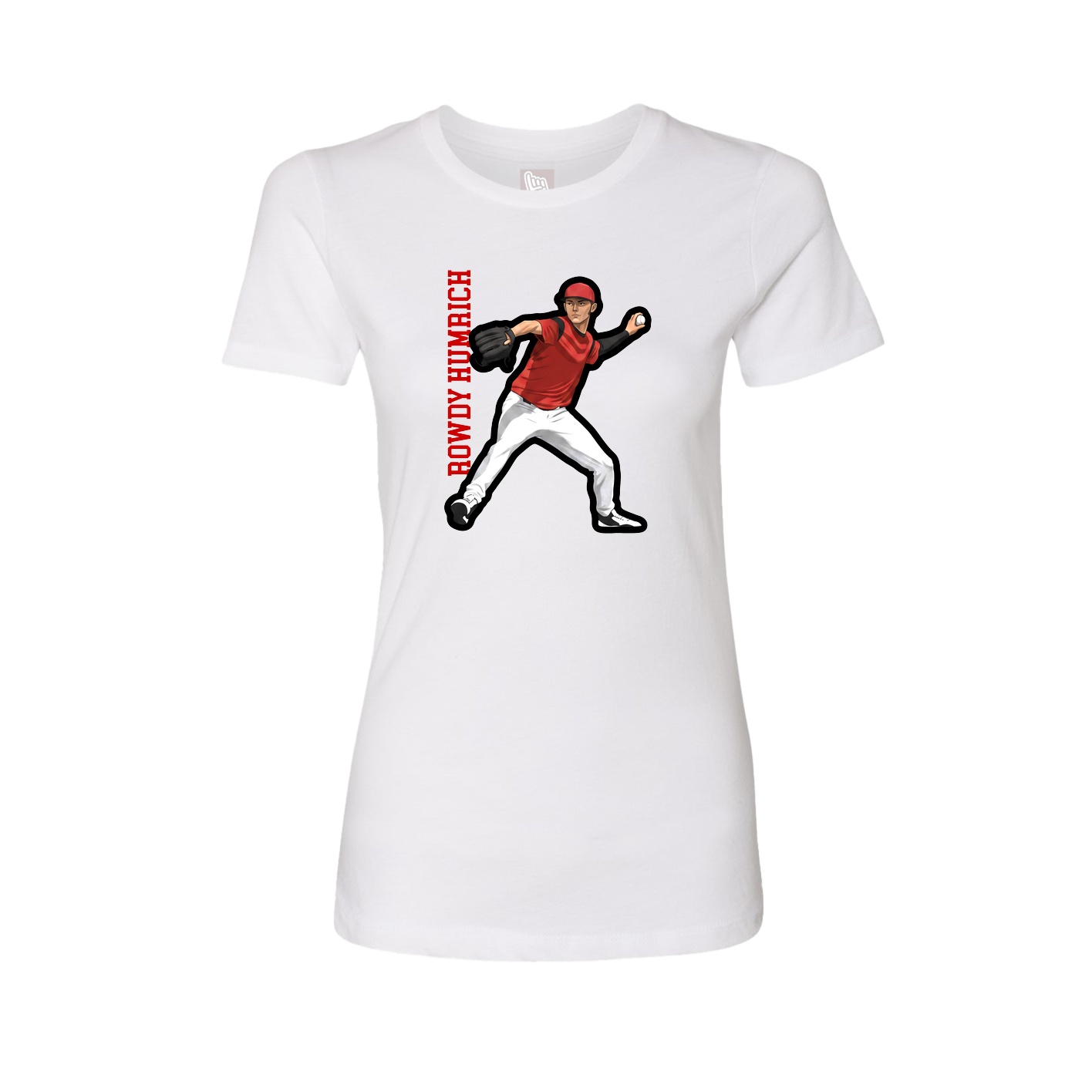Fitted Women's Tee — Name Vertical in White