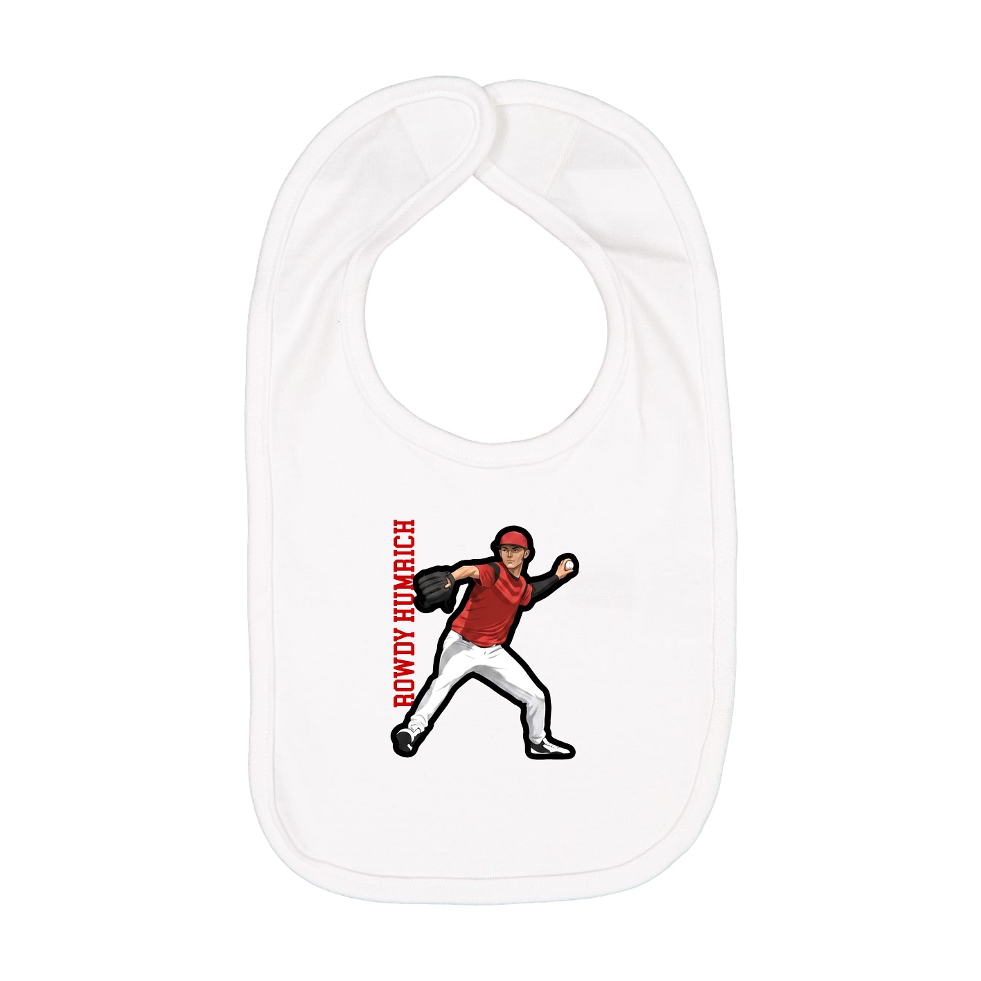 Infant Bib — Name Vertical in White