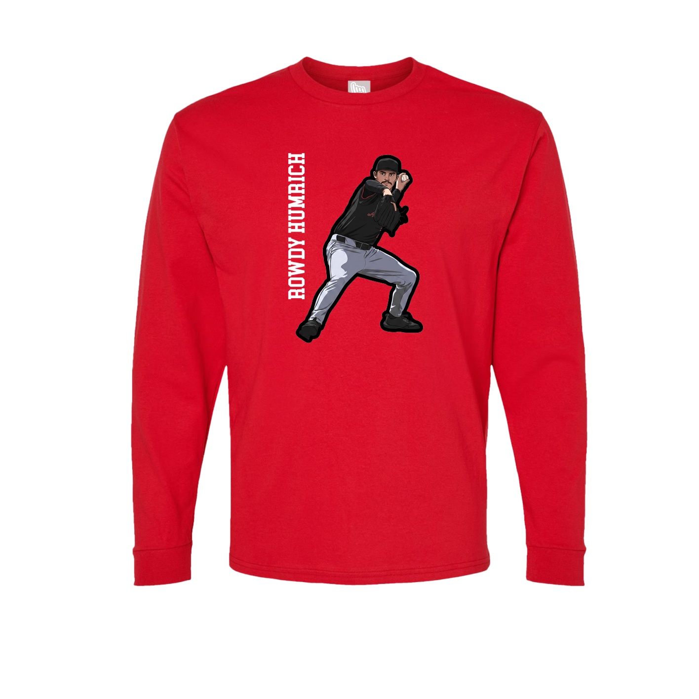 Long Sleeve Tee — Name Vertical in Red