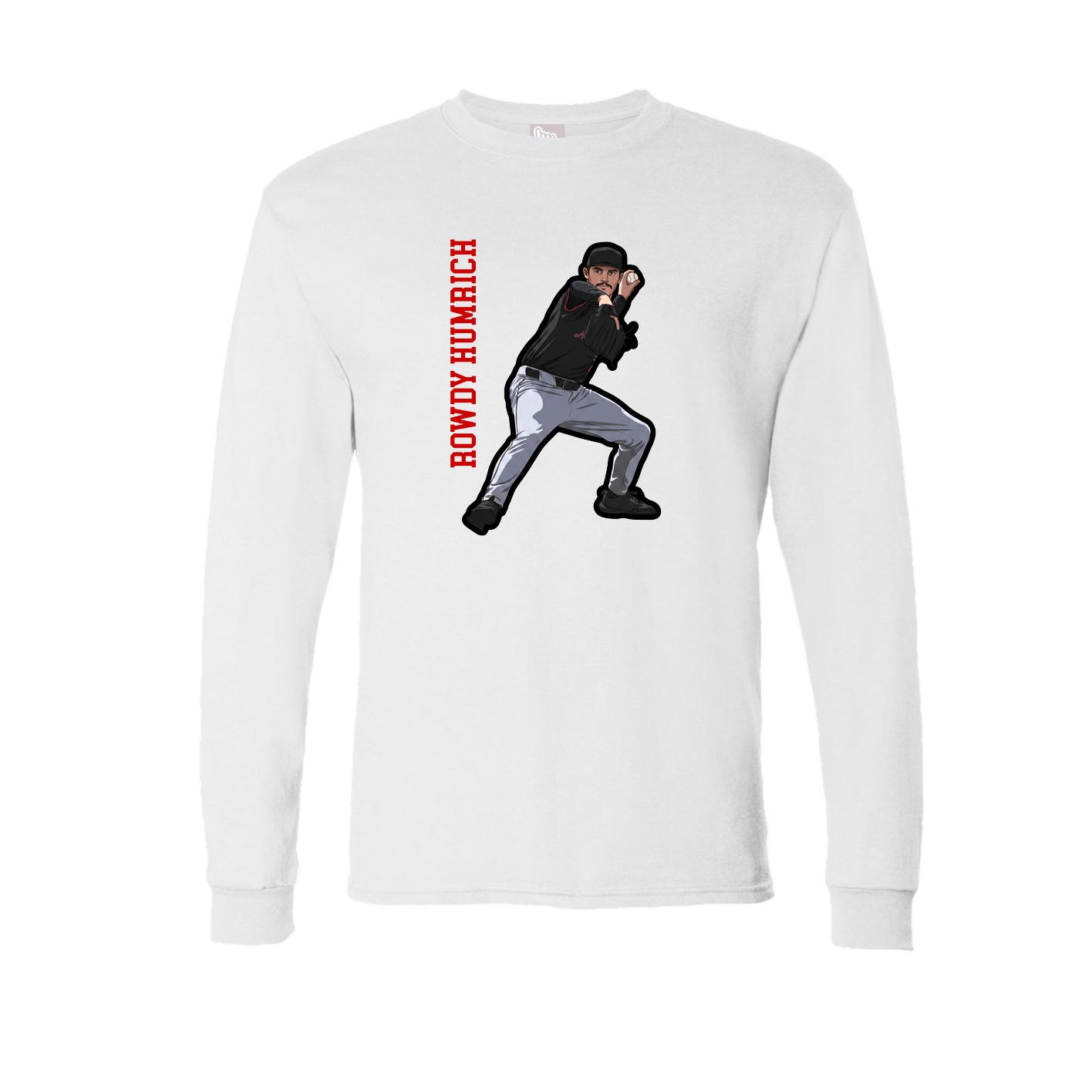 Long Sleeve Tee — Name Vertical in White