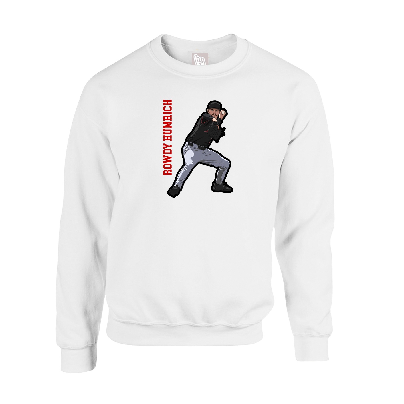 Fleece Crew — Name Vertical in White