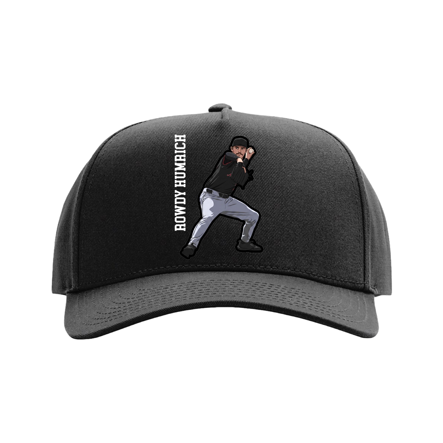 Full Fabric Five-Panel Champ Cap — Name Vertical in Black