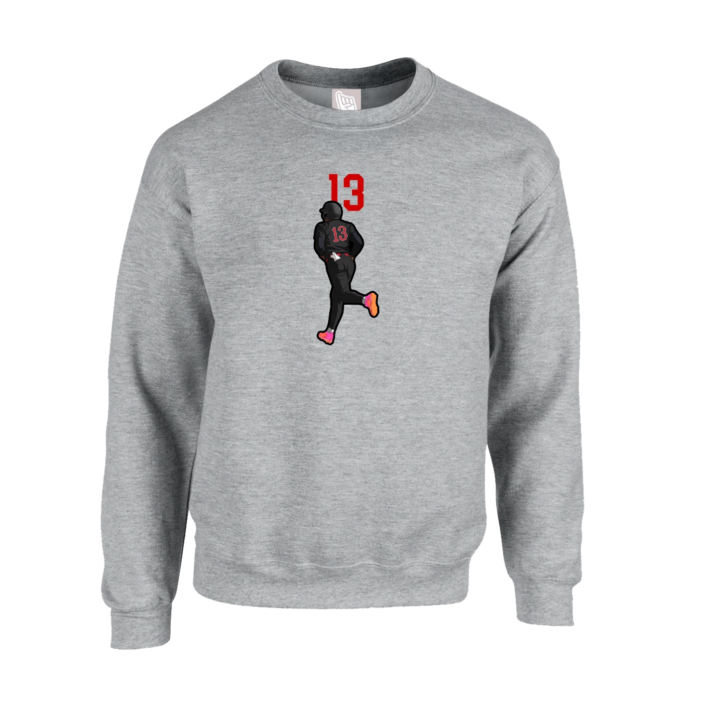Fleece Crew — Number Top in Grey