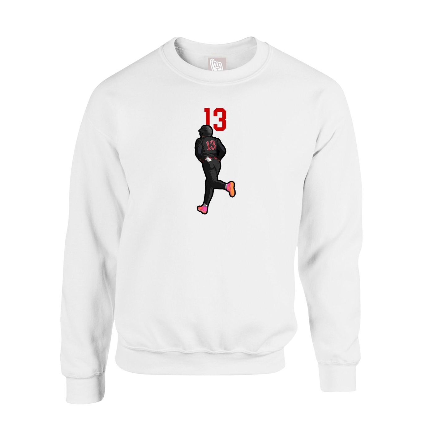 Fleece Crew — Number Top in White