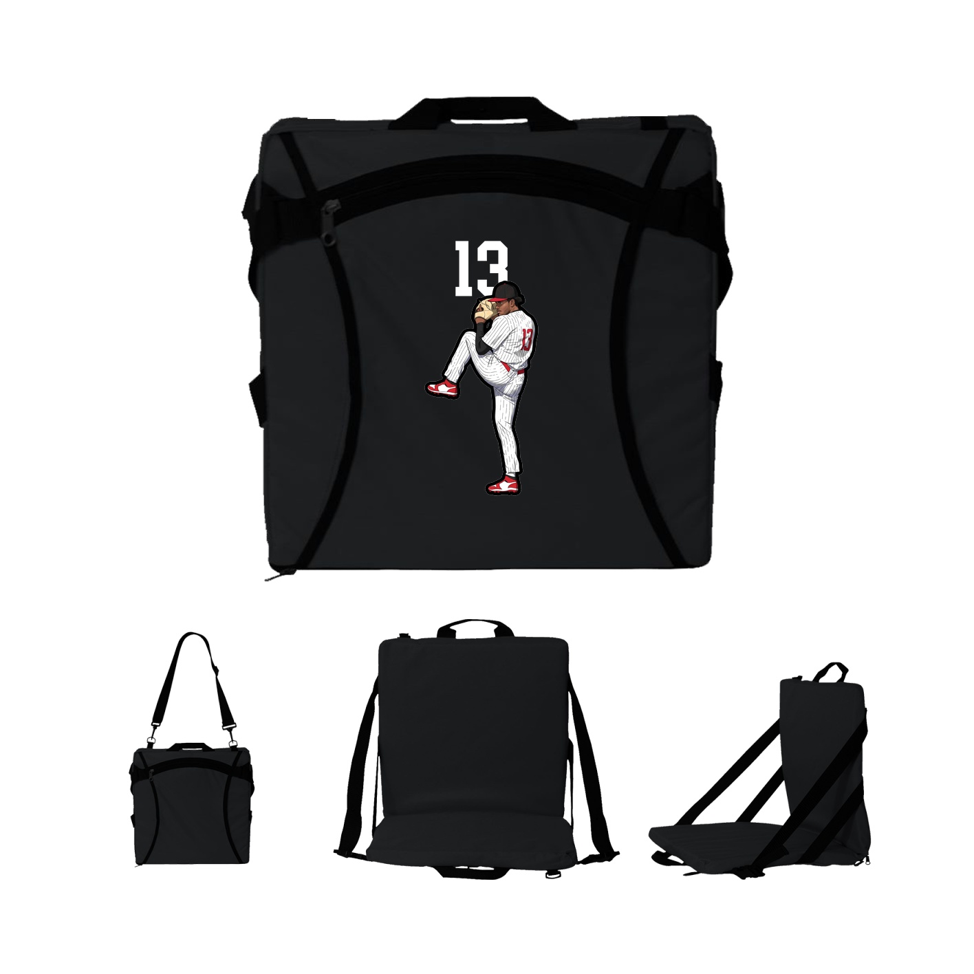 Folding Stadium Seat — Number Top in Black