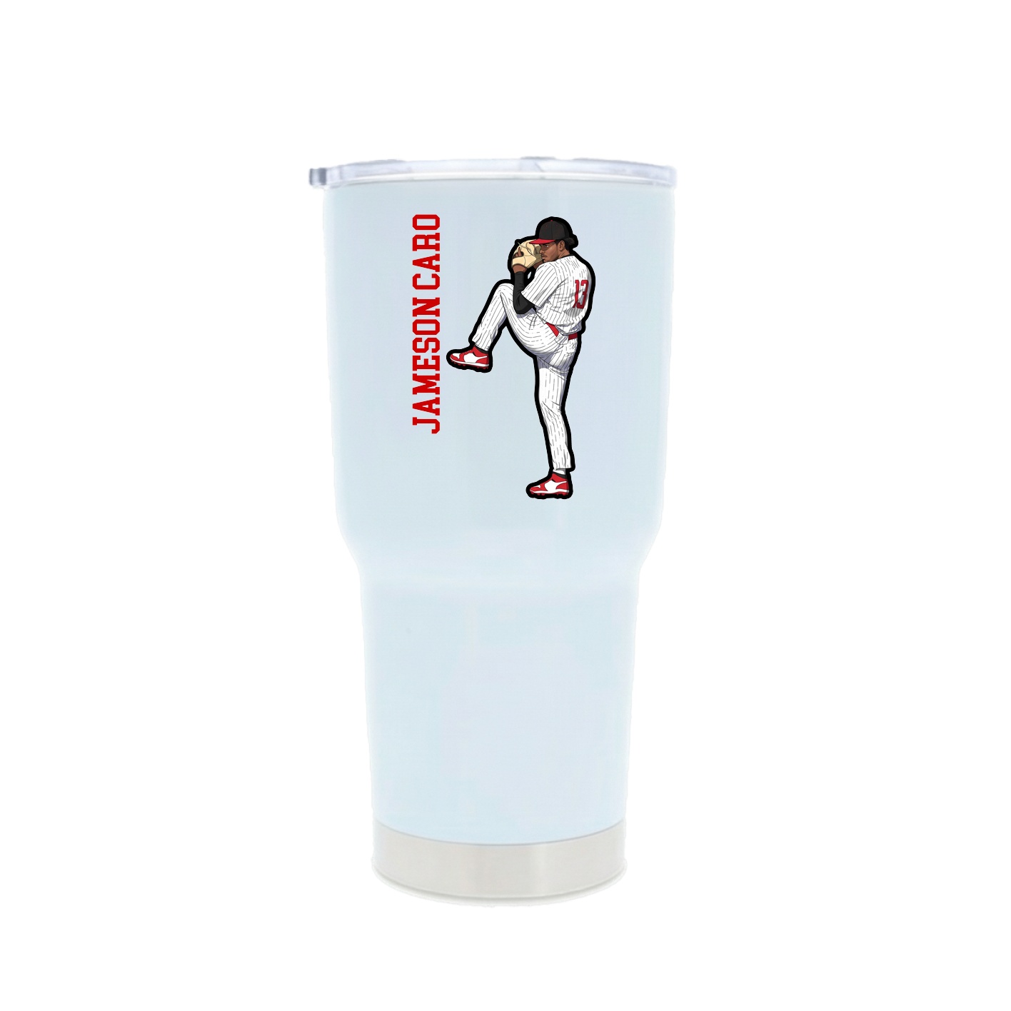 30oz Stainless Steel Tumbler — Name Vertical in White