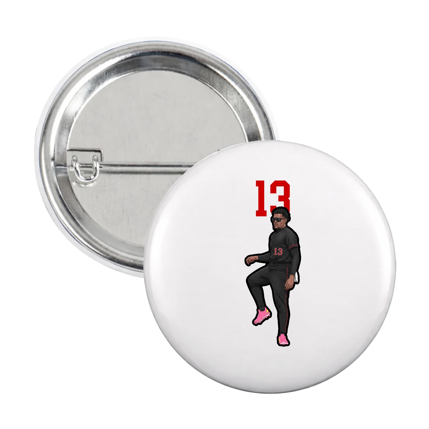 Game Day Button — Number Top in White