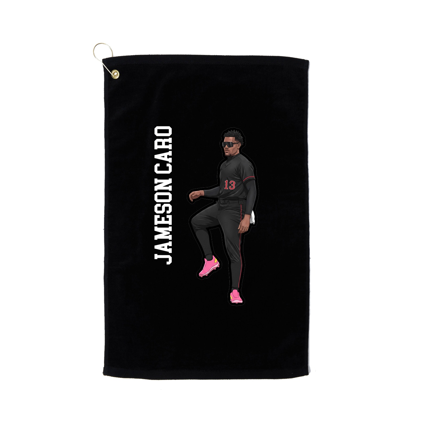 Golf Towel — Name Vertical in Black