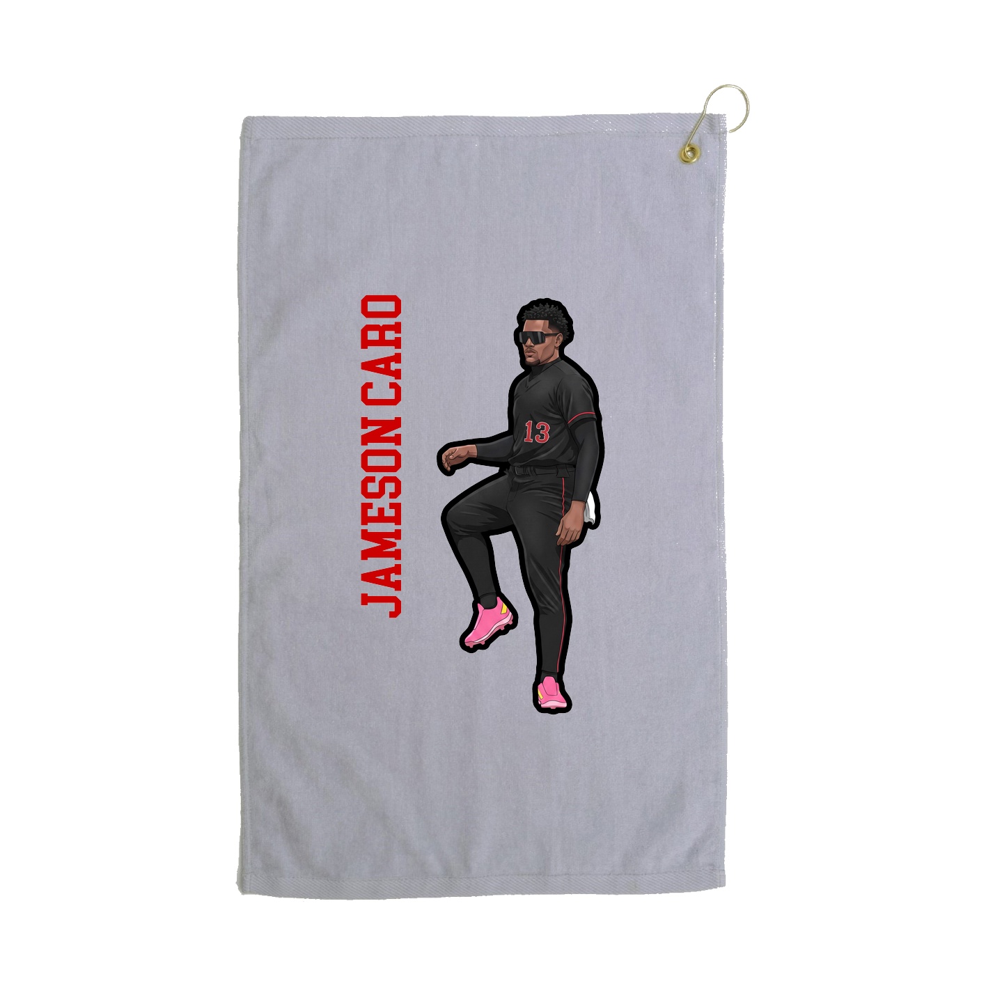 Golf Towel — Name Vertical in Grey