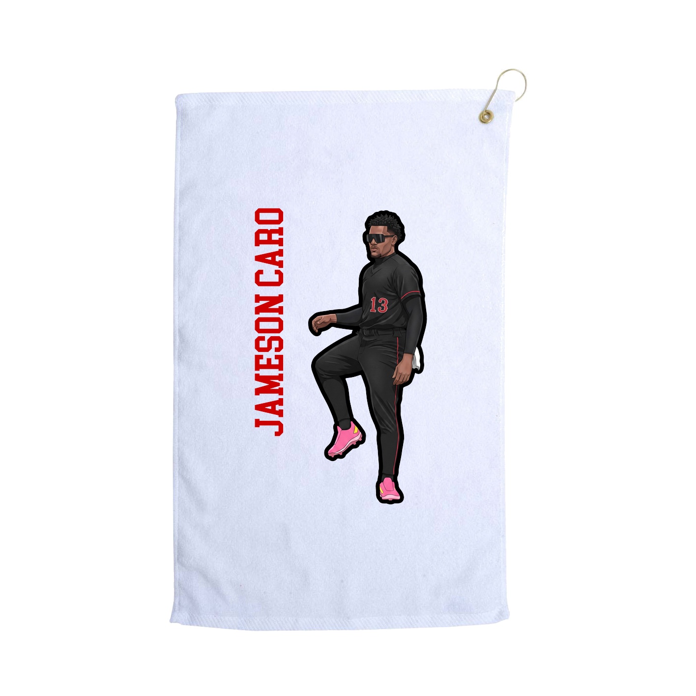 Golf Towel — Name Vertical in White