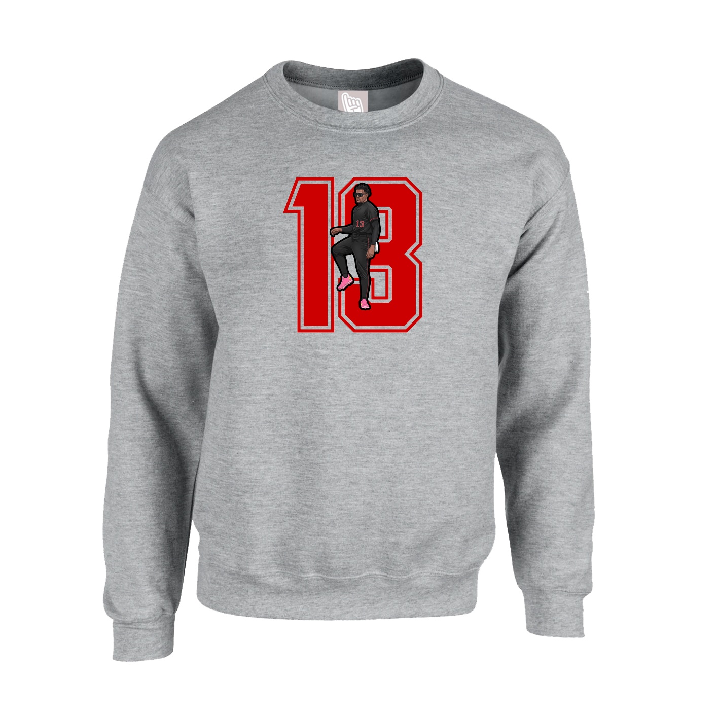 Fleece Crew — Number in Grey