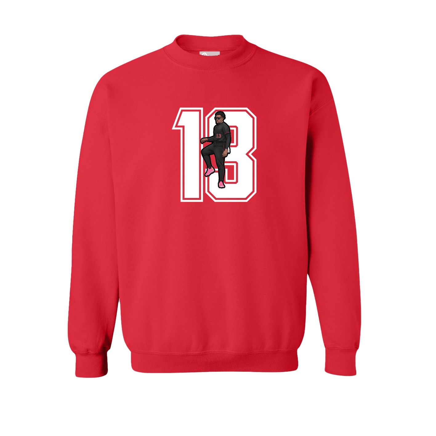 Fleece Crew — Number in Red