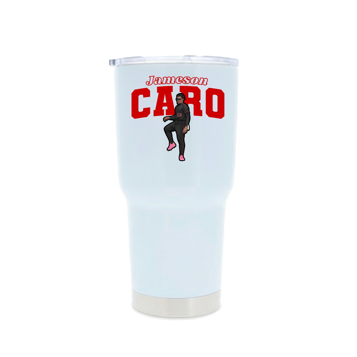 30oz Stainless Steel Tumbler — Name Arch in White