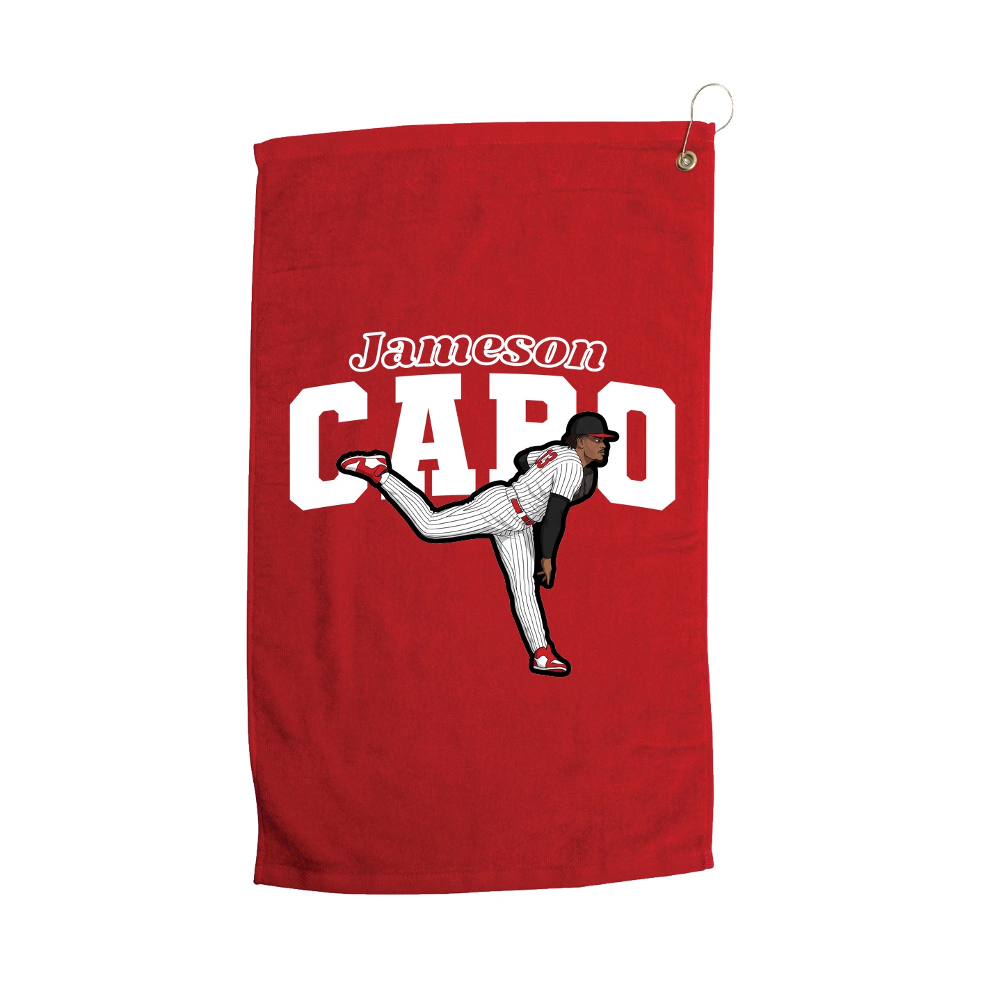 Golf Towel — Name Arch in Red