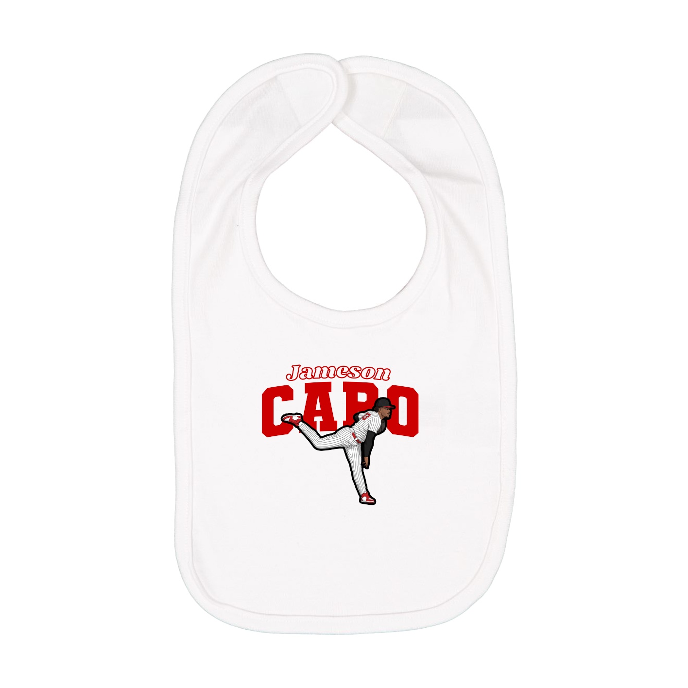 Infant Bib — Name Arch in White