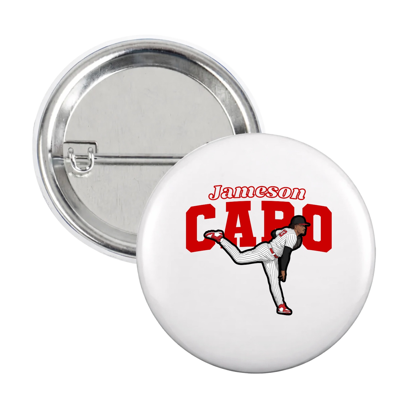 Game Day Button — Name Arch in White