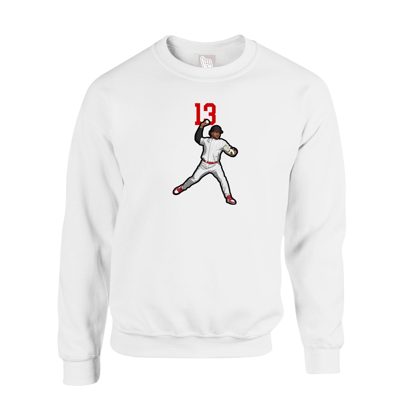 Fleece Crew — Number Top in White
