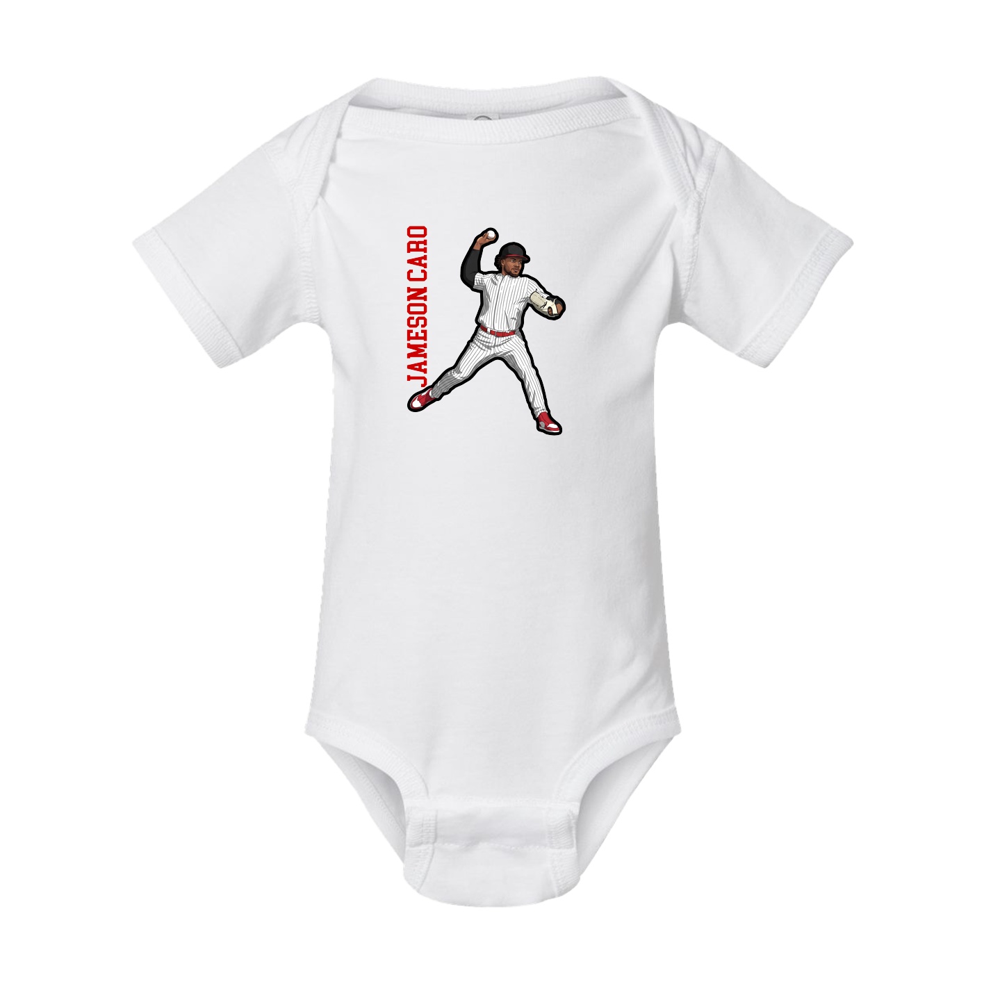 Baby Onesie — Name Vertical in White