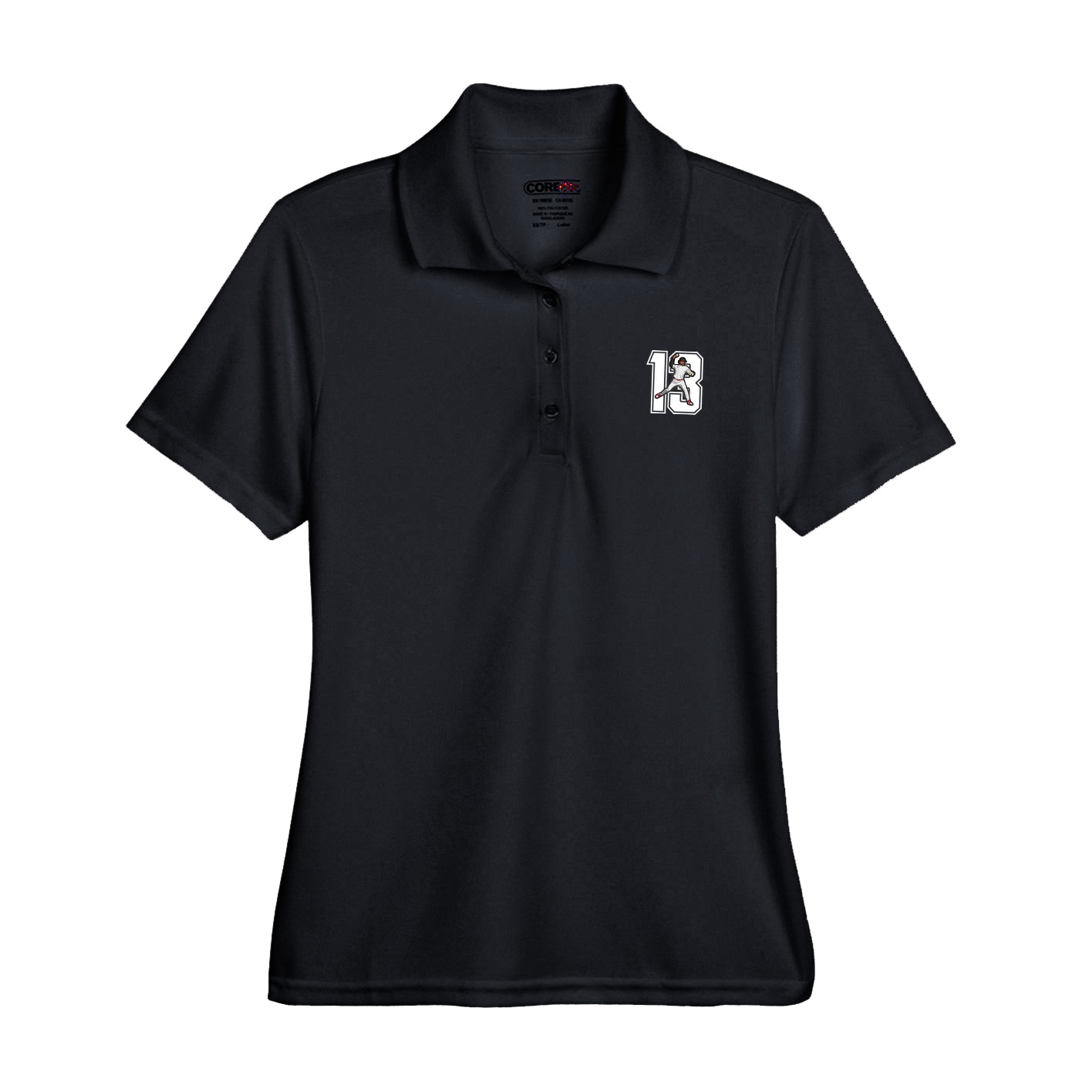 Womens Performance Polo — Number in Black