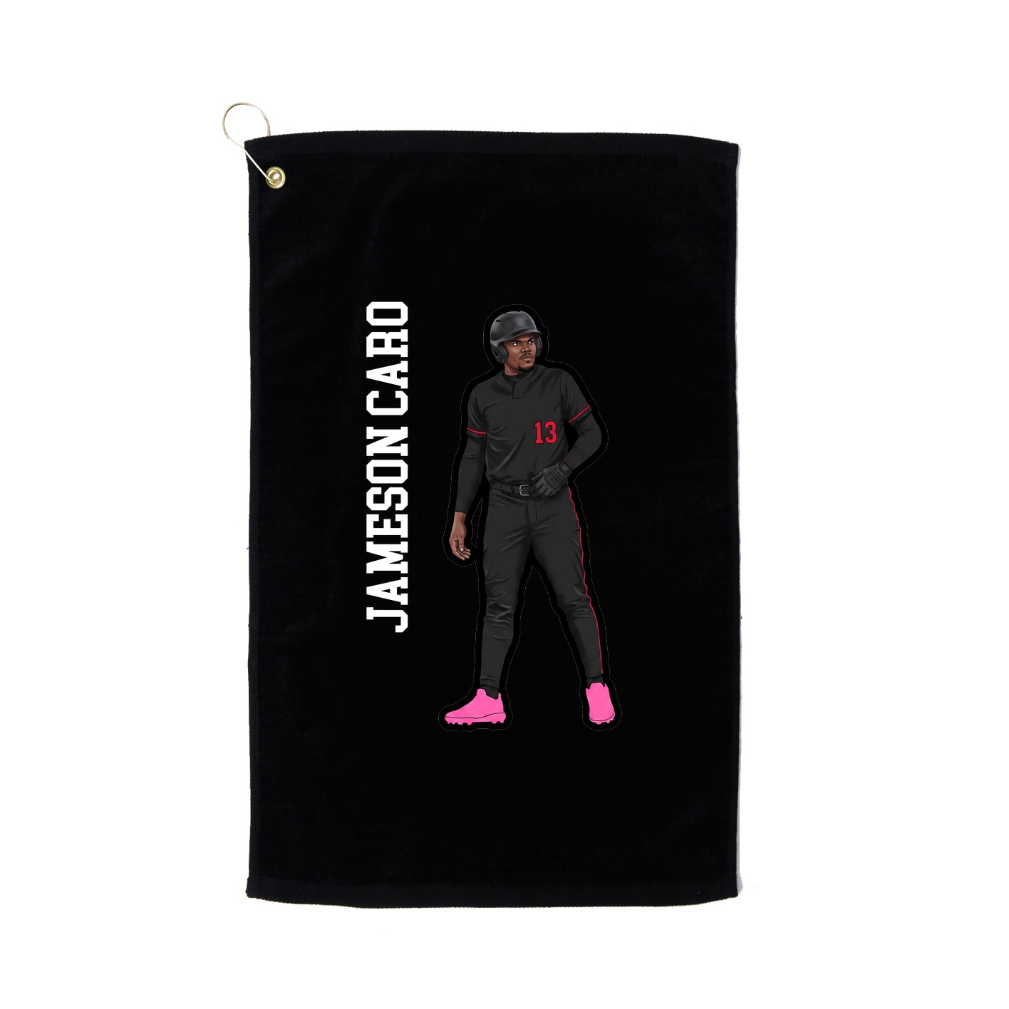 Golf Towel — Name Vertical in Black